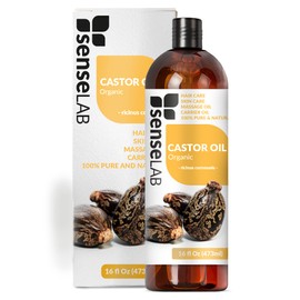 SenseLAB Organic Castor Oil - 100% Pure Natural Cold Pressed Carrier Oil to Blend Essential Oils - Care for Hair, Eyebrows and Eyelashes - Moisturising Oil (473 ml)