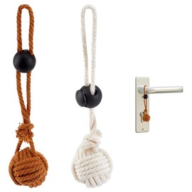 DELORIGIN 2Colors Oceans Rope Bell Pull, 2pcs Cotton Bell Pendant Decoration with Plastic Spring Cord Locks, Lanyards for Keys Small Rustic Bell Kont for Keychain Door Knob Hanger Hanging Decor Gifts