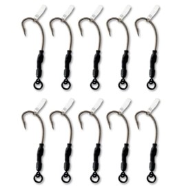 EUROKAN TACKLE 10x Ronnie Rigs Ready Tied – Korda Hooks – Carp Fishing Spinner Rigs UK Made (10 x Pellet Bands, Size 6 Barbelss (Medium))