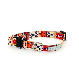 BarkyWhisker Standard Colorful Dog Collars with Metal Buckle, Adjustable (Wide 2cm, Long 30-55cm, Aztec/Boho/Geometric)