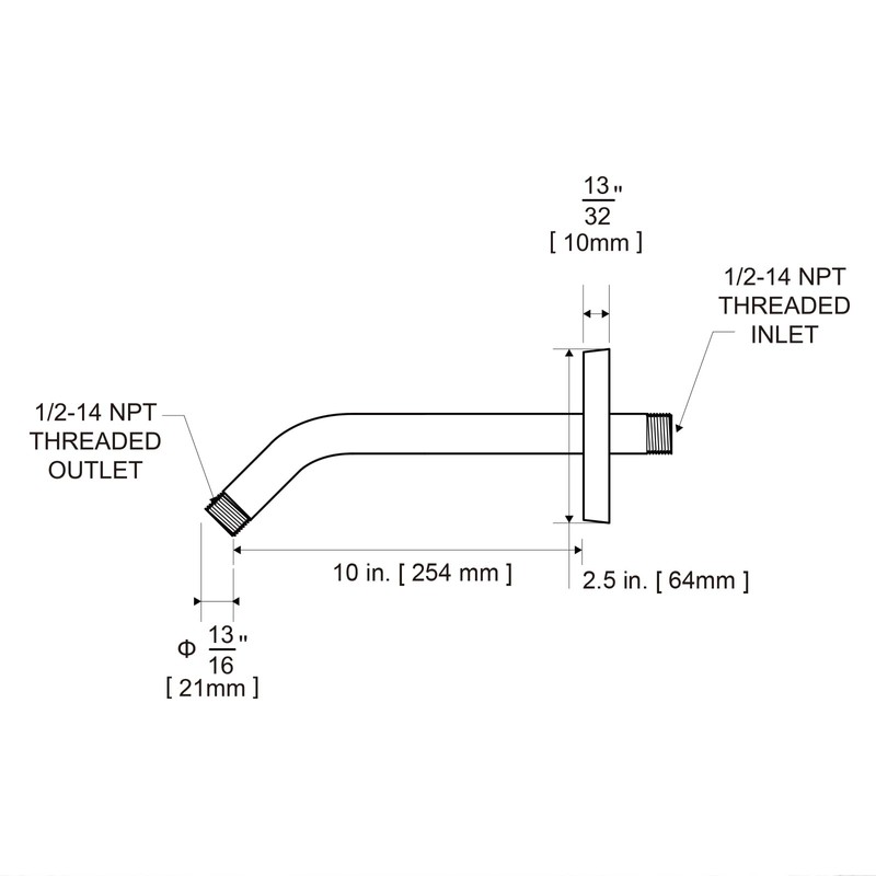 OFFO Shower Arm with Flange, 10 in Brushed Nickel Wall