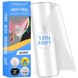 Welacer DTF Transfer Film Roll 13 Inch x 328 FT for Glossy Clear Pretreat Sheets, PET Heat Transfer Paper for Inkjet Printer Direct Print on T shirts Textile(Hot & Cold Peel)