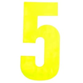 Merriway BH05619 (2 Pcs) Yellow High Visibility Reflective Plastic Stick-On Wheelie Bin Post Box Crate Dust Bin Number 150 mm (6 Inch) Number 5 - Pack of 2 Pieces