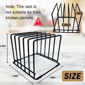 AKSONMN Space-Saving Kitchen Organizer – Heavy-Duty Steel Rack with 5 Slots for Cutting Boards, Baking Trays, and Cookware – Anti-Slip Bakeware Holder for Countertop and Cabinet Storage