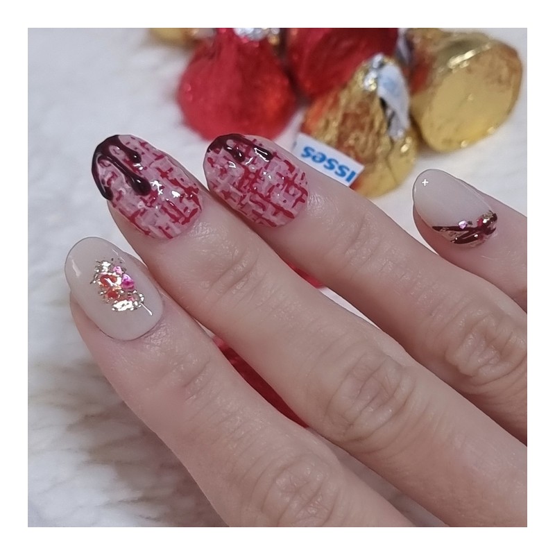 Melted heart handmade nail tip - Petit round / 녹아든