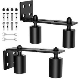 Anobeyi Heavy Duty Slide Gate Roller Guide with L Rear Post Steel Bracket, Sliding Rolling Gate Hardware Kit Support Assembly for Sliding/Rolling/Garage/Wood/Fence Door (Black-2pcs, 3in)