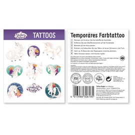 9 Tattoos * Star Tail * for Children's Birthday and Theme Party | Temporary Children's Tattoos | Laura Girls Horses Unicorn Children Party Birthday