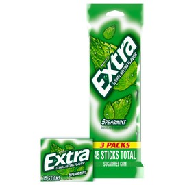 EXTRA Spearmint Sugar Free Gum Back To School Chewing Gum, 3 Pack Bulk Gum (45 Sticks Total)