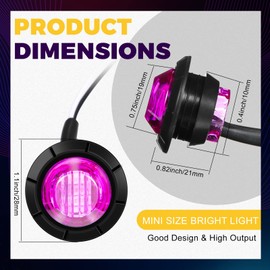 50 Pcs Trailer Side Marker 3/4 Round Led Light 12v Front Rear Side Marker Indicators Waterproof Trailer Lights for Truck Car Bus ATV Utv Rv Van Pickup Stop Lamp, Purple