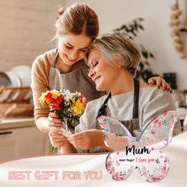 Mothers Day Unique Gifts for Mum from Daughter Son, Butterfly-Shaped Acrylic Plaque Gifts for Mum Her, Mum Birthday Gifts for Wife Grandma on Mothers Day Anniversary