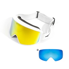 Actics Eagle 2 White Pro-Level Ski Goggles Powerful Magnetic Interchangeable Lens 100% UV400 Protection Snowboard Goggles for Men & Women