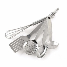 Norpro 3090D Ornamnt Mini Cooking Serving Utensils and Whisk Set of 5 Silver