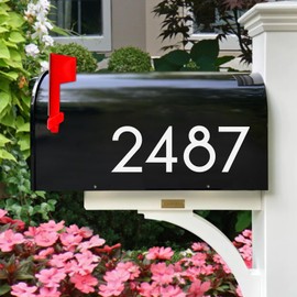 Reflective Mailbox Numbers, White Self Adhesive Numbers for Mailbox (4 Inch x 5 Sets), Modern Style, Premium Decal Die Cut and Pre-Spaced for Signs, Door, Home, Address Number