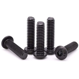 RoyceMart 1/4-20 x 3/4 inch Button Head Socket Head Cap Screws, Grade 10.9 Alloy Steel, Allen Hex Drive, Full Machine Thread, Black Oxide Finish, 25 PCS