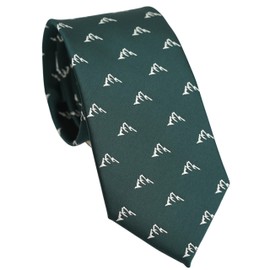 ZENXUS Green Tie for Men, Designer Necktie Sign of Mountains