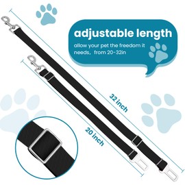 Adjustable pet cat and Dog car seat Belts. The Safety Clip fits Any car, Truck, and SUV, and The Lanyard is Flexible and Adjustable from 20 to 33 inches (Black)