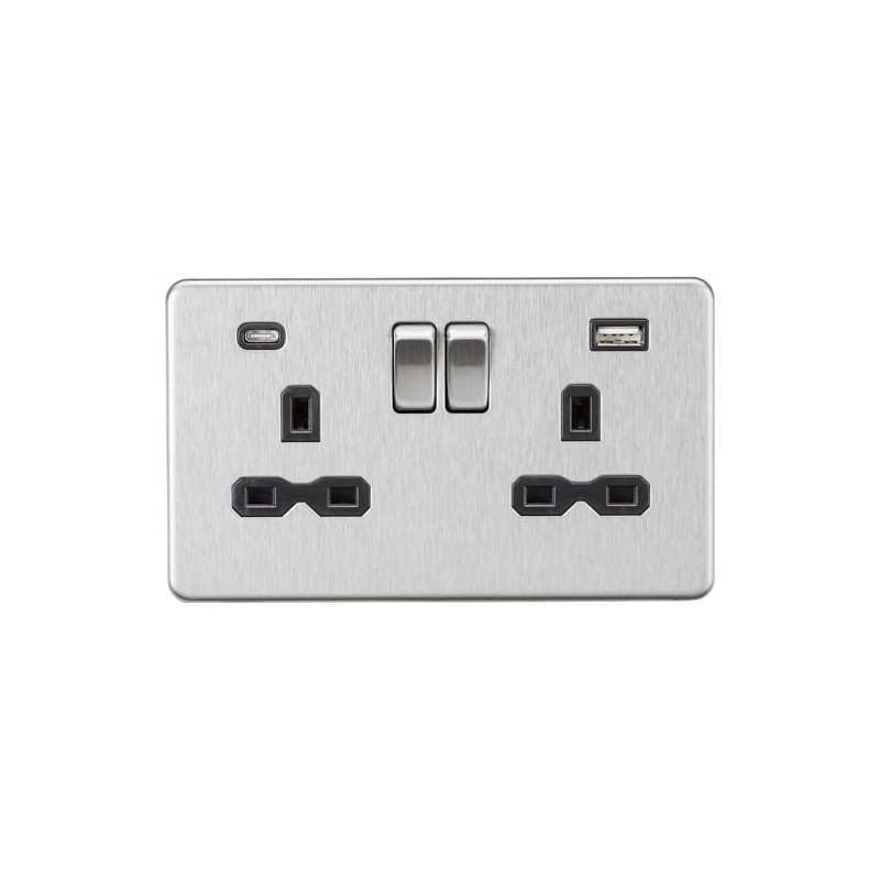 13A 2G SP Switched Socket with Dual USB A+C (5V