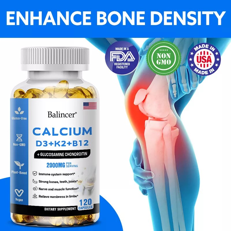Calcium D3 + K2 + B12 120 Capsules - Supports