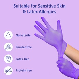 Meditrade Nitrile Examination Gloves - Medium, Powder Free, Hypoallergenic, Heavy Duty, Long Cuff, Ambidextrous, Disposable, for Any Sector, Bulk Buy (Large) (Violet)