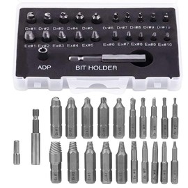 Treki 22 Pieces Damaged Screw Extractor Professional Left Extractor, HSS Broken Screw Remover Extractor Kit with 6.35 mm Bit Holder, Screw Remover for Remover, Stripped 2-12 mm Screws