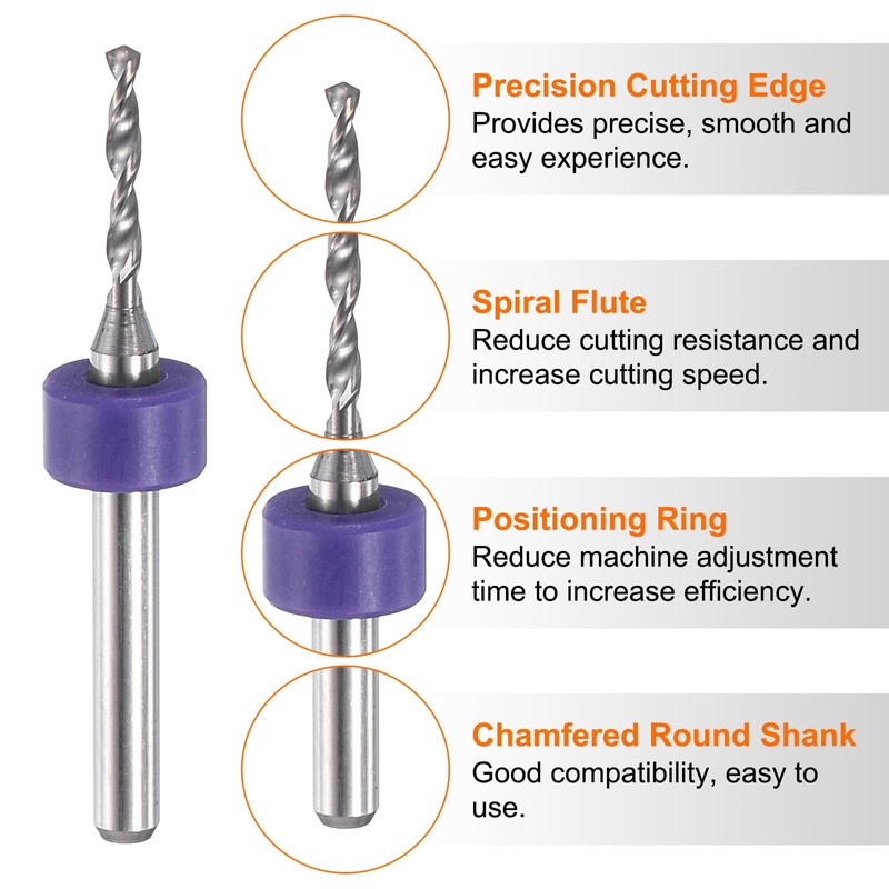 sourcing map 10pcs PCB Drill Bit Set 1/8" Shank 0.5mm-2.2mm