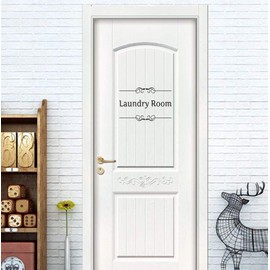 Bestjybt DIY Removable Washroom Toilet Bathroom WC Sign Door Accessories Wall Sticker Home Decor (Laundry Room)