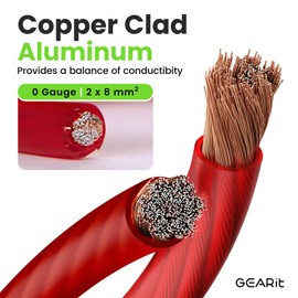 GEARit 1/0 Gauge Wire (25ft - Red Translucent) Copper Clad Aluminum CCA - Primary Automotive Wire Power/Ground, Battery Cable, Car Audio Speaker, RV Trailer, Amp, Electrical 0ga AWG 25 Feet