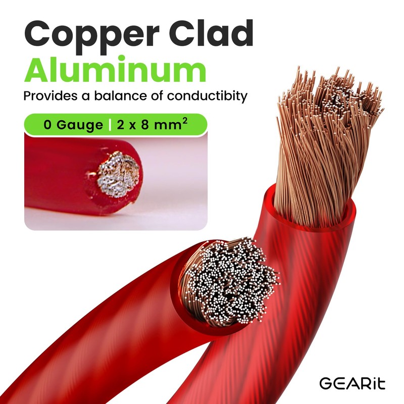 GEARit 1/0 Gauge Wire (25ft - Red Translucent) Copper Clad