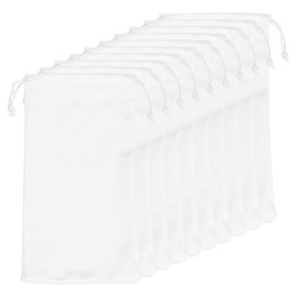 HARFINGTON 10pcs Eyeglass Pouch Microfiber Sunglasses Storage Bag Thick Portable Drawstring Pouch for Phone Glasses Jewellery, White