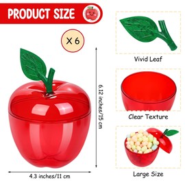 Aneco 50 Pack Red Apple Container Teacher Appreciation Gift Candy Box Valentine Wedding Party Toy Large Filled Plastic Bobbing Apple Candy Jars with Lids Back to School Party Supplies