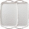 ZAROCRUS Farmhouse Melamine Serving Tray with Handles, Set of 2,