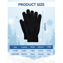 Glooarm 12 Pairs Winter Gloves Knit Warm Gloves Bulk Adult Stretchy Magic Gloves for Men Women Teens