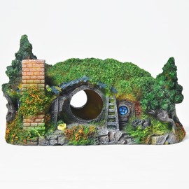 Cozioz Hobbit Castle Aquarium Decorations – Resin Fish Tank Ornaments for Betta Fish, Perfect for Scene Arrangement and Aquatic Decor