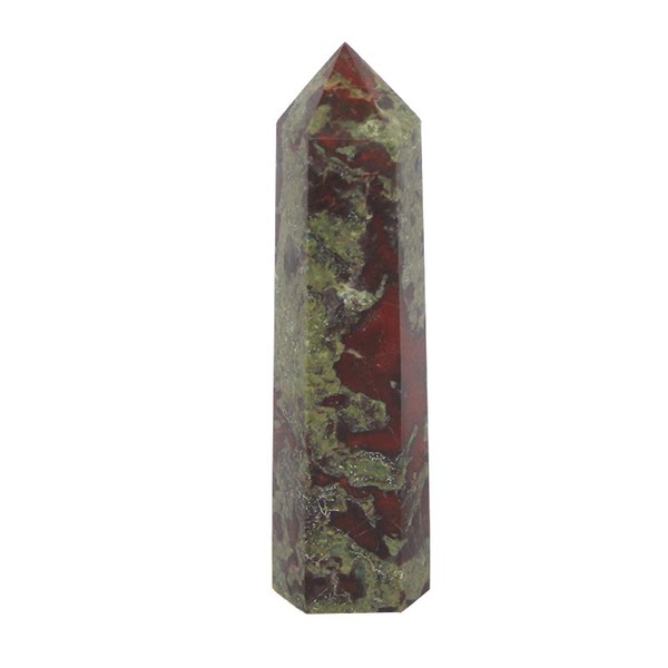 3.5" Natural Dragon Blood Stone Crystal Quartz Tower Healing Wand Point Faceted Prism Carved Stone Figurine Meditation Therapy (Dragon Blood)