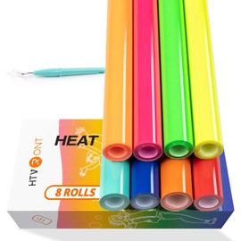 HTVRONT Neon Heat Transfer Vinyl Bundle - 8 Rolls 12in * 3ft Neon Iron on Vinyl for T-Shirts, Green Neon HTV Easy to Cut & Weed Orange Neon HTV Vinyl Compatible with Cricut or Silhoutte Cameo