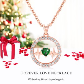 LAVUMO Heartbeat Necklaces for women Sterling Silver Cubic Zirconia Pendant Jewellery Gifts Ideas for Women Wife Girlfriend Mum Christmas Valentine's Day Anniversary Birthday Mothers Day Gifts