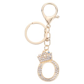 sourcing map Initial Letter Keychains, Pendant Key Chain Keyring Holder Car Bags Charm Accessory, Purse Handbag Backpack Bling Rhinestones for Women, Gold-O