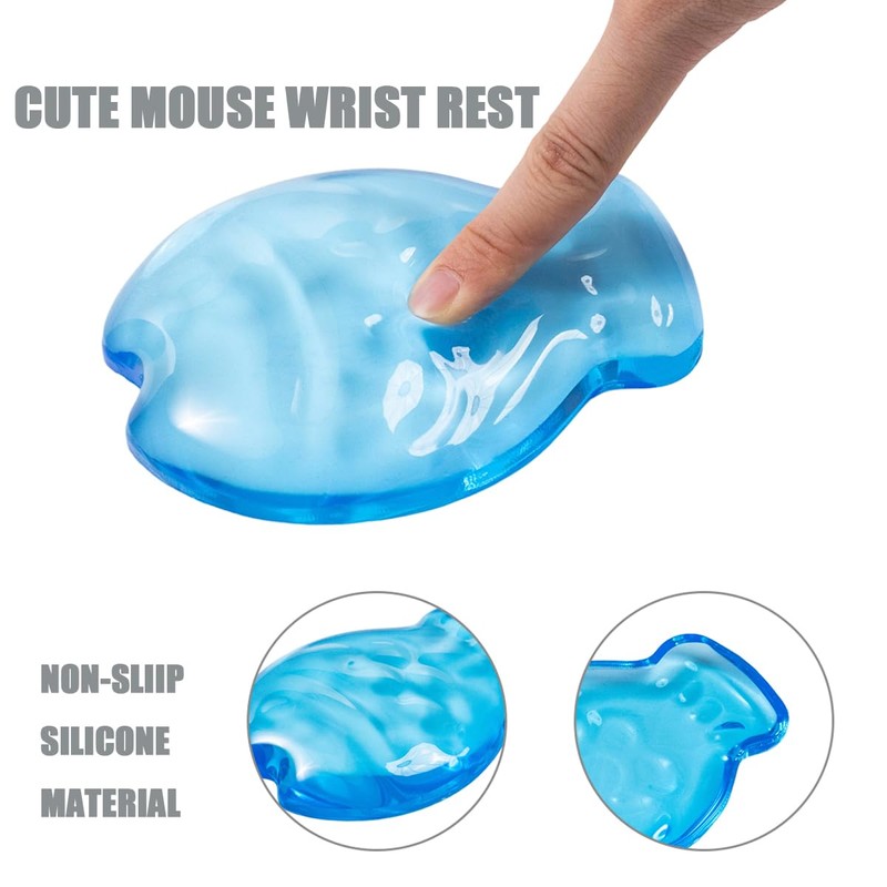 Blue Gel Mouse Wrist Rest–Clear Cute Fish Mouse Wrist Rest,
