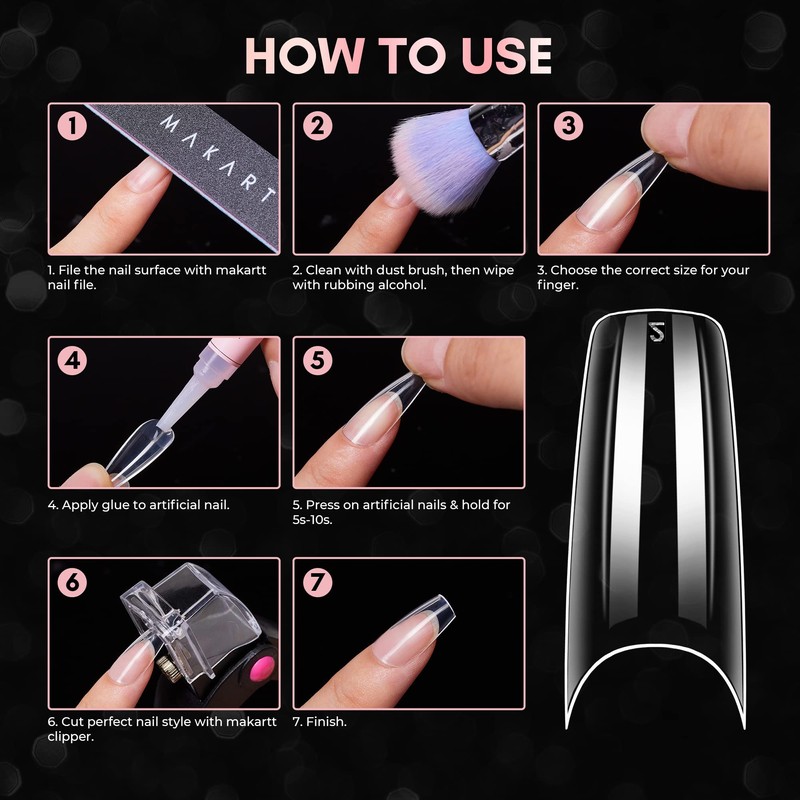 Makartt French Nail Tips, 500 Pieces, Half Cover False Nail