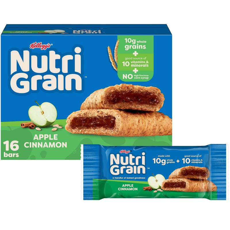 Nutri-Grain Breakfast Bars, Made with 10g Whole Grains, Snacks, Apple