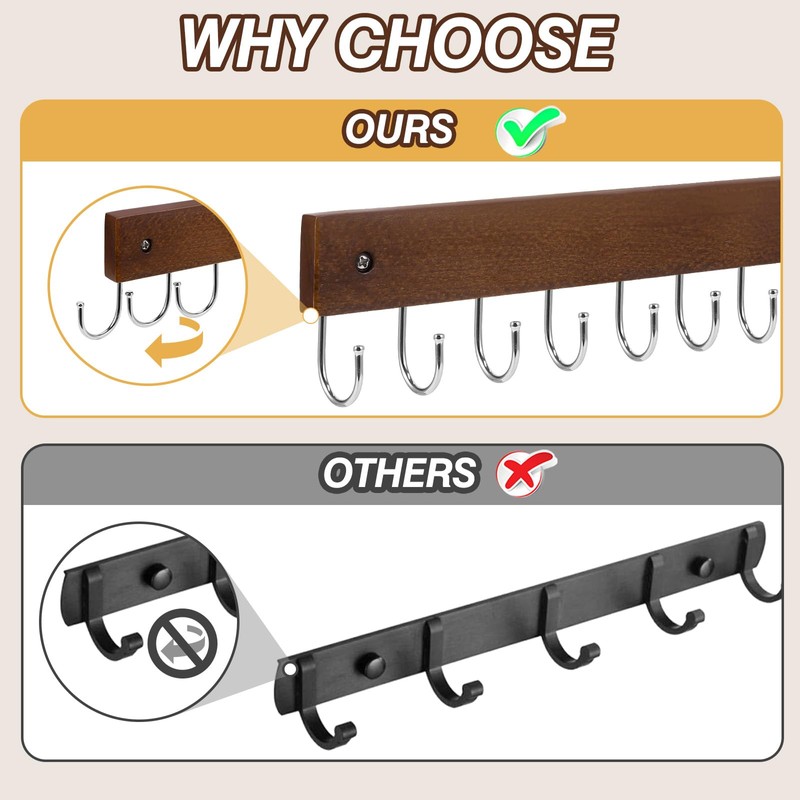 UNIFUN Key Hooks, Key Hooks for Wall Mounted with 12