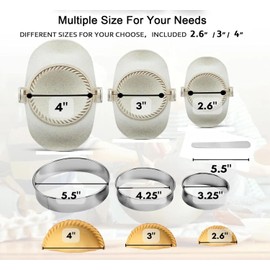 3 Sizes Empanada Maker Press, Multiple Size Dumpling Maker Set with Dough Cutter, Dumpling Mold Set for Pierogi, Pastelitos, Calzone, Turnovers, Chinese Dumpling (4.2"/3"/2.6")