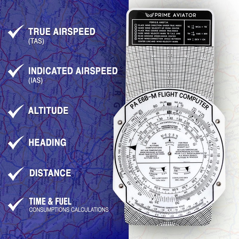 Prime Aviator E6B Flight Computer – Includes Aviation Plotter, Guidebook