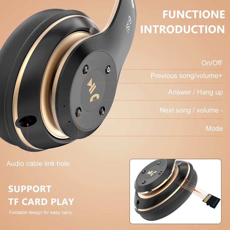 Rebocico Bluetooth headphones, 6 EQ Modes,Bluetooth Headphones Over Ear, 65Hours