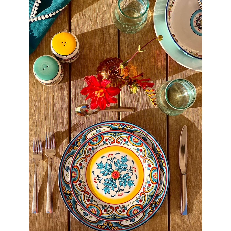 Euro Ceramica Zanzibar Double Bowl 16-Piece Dinnerware Set | Fine