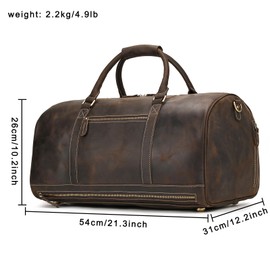 Full Grain Leather Duffel Bags for Men and Women Travel Overnight Weekend Leather Bags Sports Gym Duffel