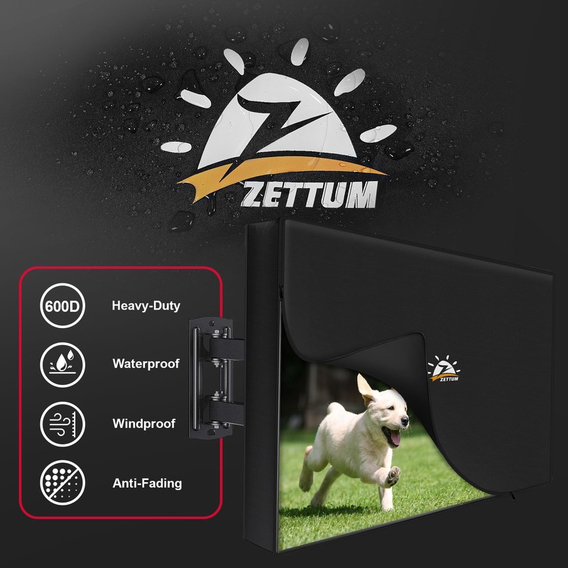 Zettum Outdoor TV Cover 65 Inch – 600D Waterproof Weatherproof