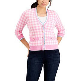 Charter CIub Womens Gingham Cardigan Bubble Bath XL