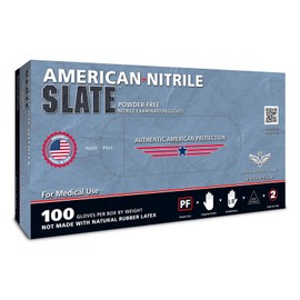 American Nitrile Slate Powder Free Nitrile Exam Gloves, Latex Free Disposable Gloves, Made in the USA, TAA Approved