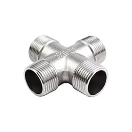 Beduan Cross 1/2" Male NPT Cast Pipe Fitting, 4 Way Coupling, Stainless Steel Class 150